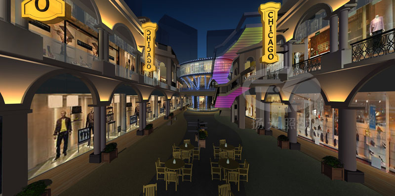 商業街道夜景亮化效果圖二